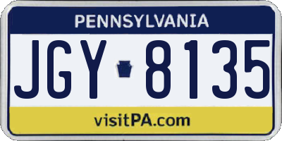 PA license plate JGY8135