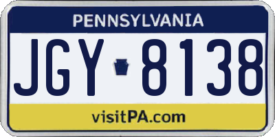 PA license plate JGY8138