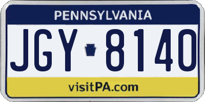 PA license plate JGY8140