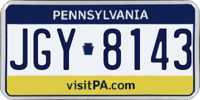 PA license plate JGY8143