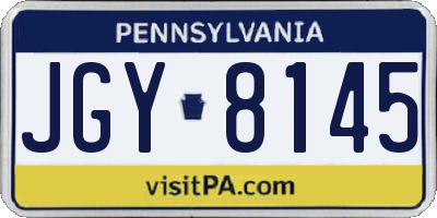 PA license plate JGY8145