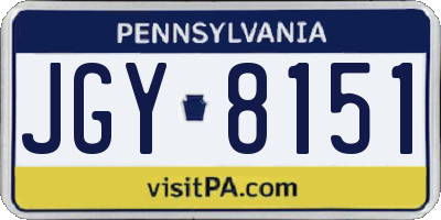 PA license plate JGY8151