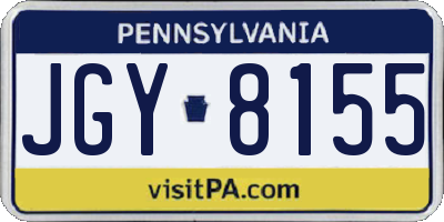 PA license plate JGY8155