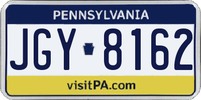 PA license plate JGY8162