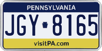 PA license plate JGY8165