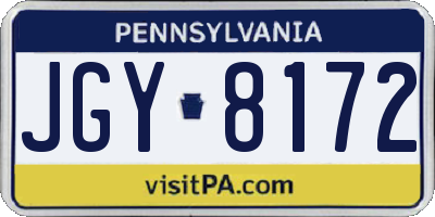 PA license plate JGY8172