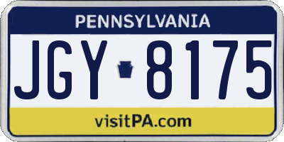 PA license plate JGY8175