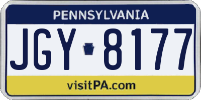 PA license plate JGY8177