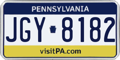PA license plate JGY8182