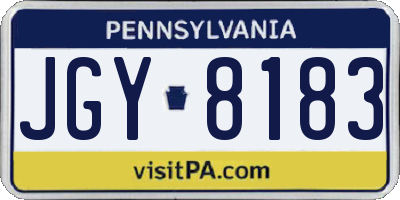 PA license plate JGY8183