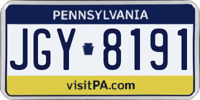 PA license plate JGY8191