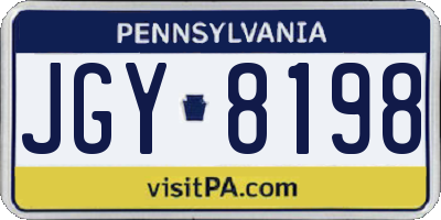 PA license plate JGY8198