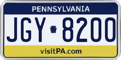 PA license plate JGY8200