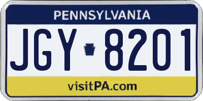PA license plate JGY8201