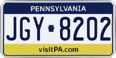 PA license plate JGY8202