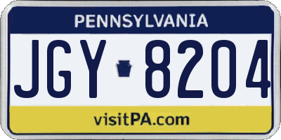 PA license plate JGY8204