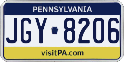 PA license plate JGY8206