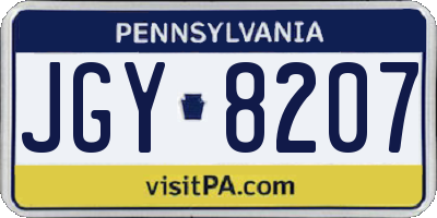PA license plate JGY8207