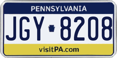 PA license plate JGY8208