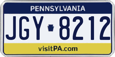PA license plate JGY8212