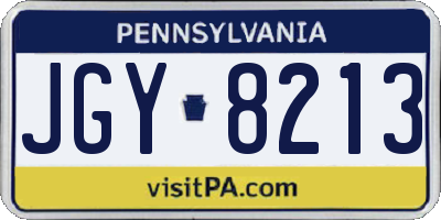 PA license plate JGY8213