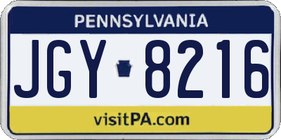 PA license plate JGY8216