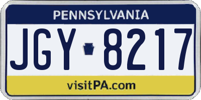 PA license plate JGY8217