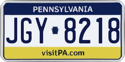 PA license plate JGY8218