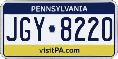 PA license plate JGY8220