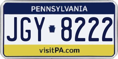 PA license plate JGY8222