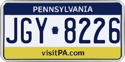 PA license plate JGY8226