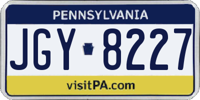 PA license plate JGY8227