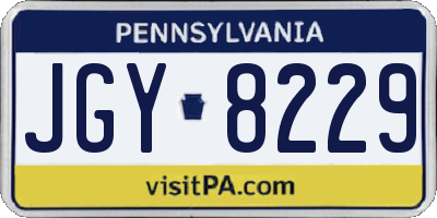 PA license plate JGY8229