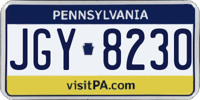 PA license plate JGY8230