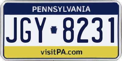 PA license plate JGY8231