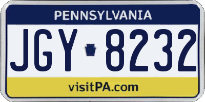 PA license plate JGY8232