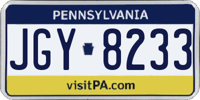 PA license plate JGY8233