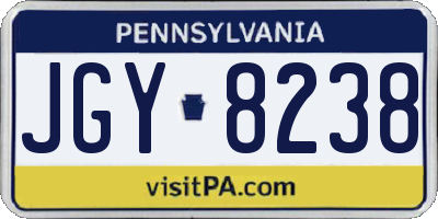 PA license plate JGY8238