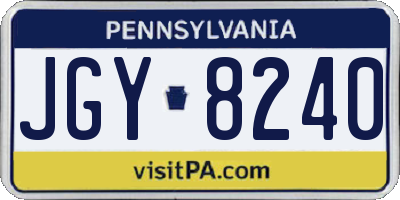 PA license plate JGY8240