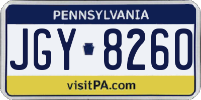 PA license plate JGY8260