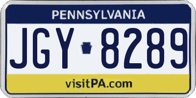 PA license plate JGY8289