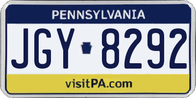 PA license plate JGY8292