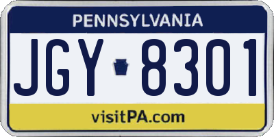 PA license plate JGY8301