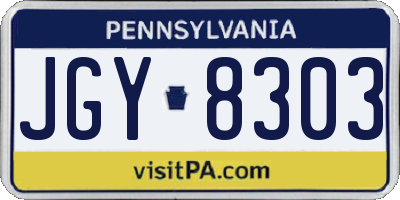 PA license plate JGY8303