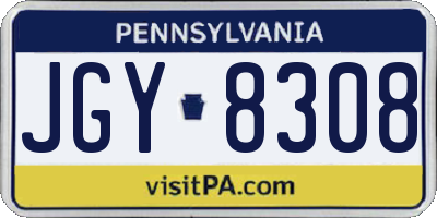 PA license plate JGY8308