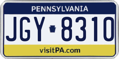 PA license plate JGY8310