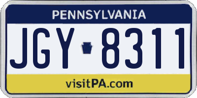 PA license plate JGY8311