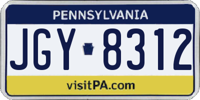 PA license plate JGY8312