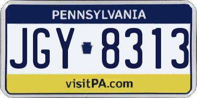 PA license plate JGY8313