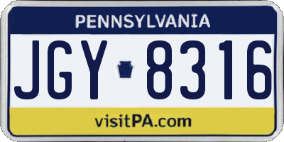 PA license plate JGY8316